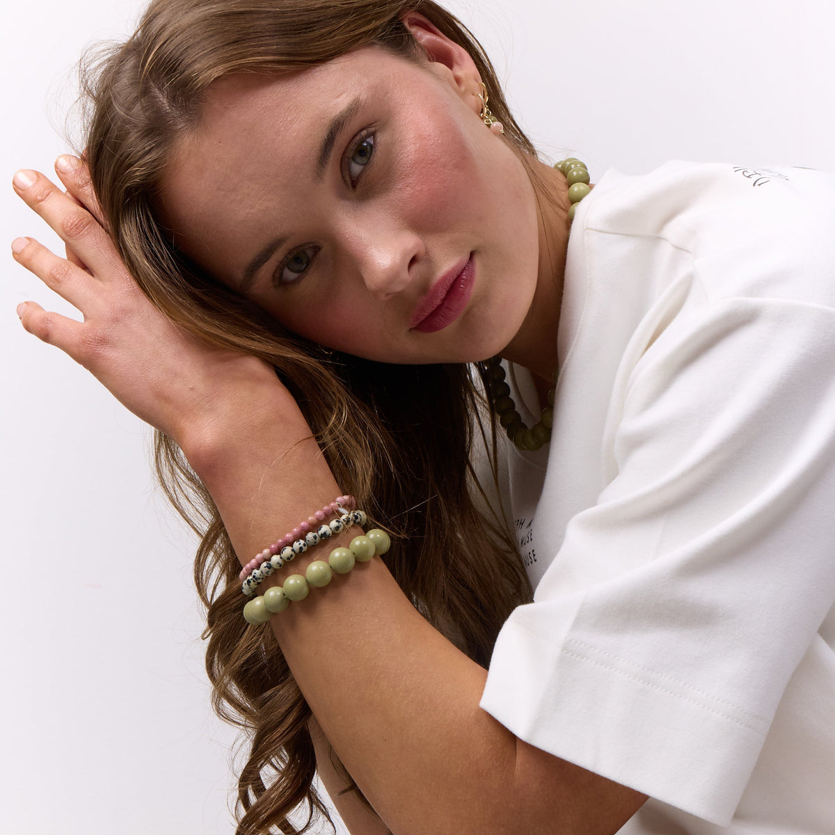 Chunky Grøn Alashan Agat Stretch Armbånd - 12 mm