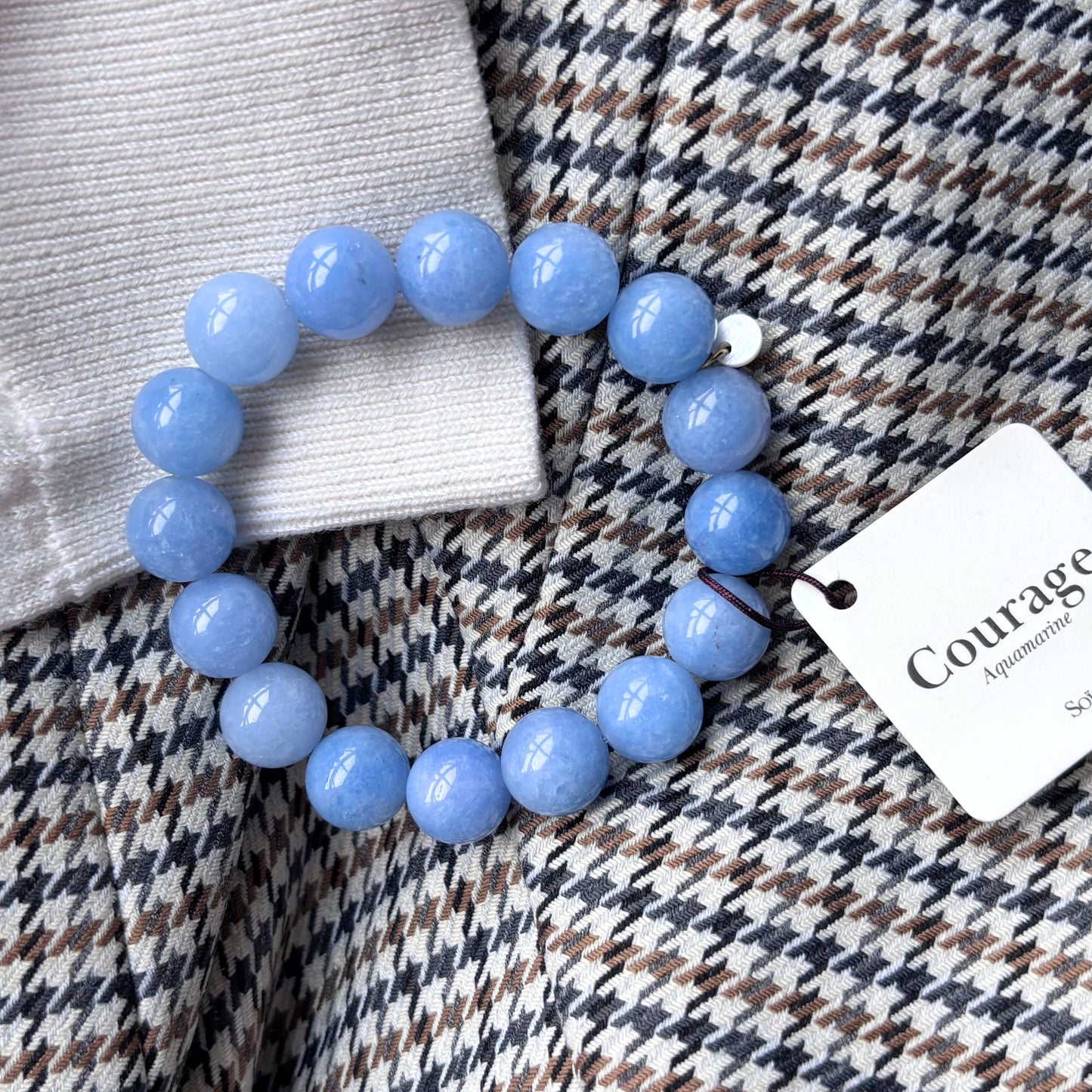 Chunky Aquamarin - Krystal armbånd - 12 mm