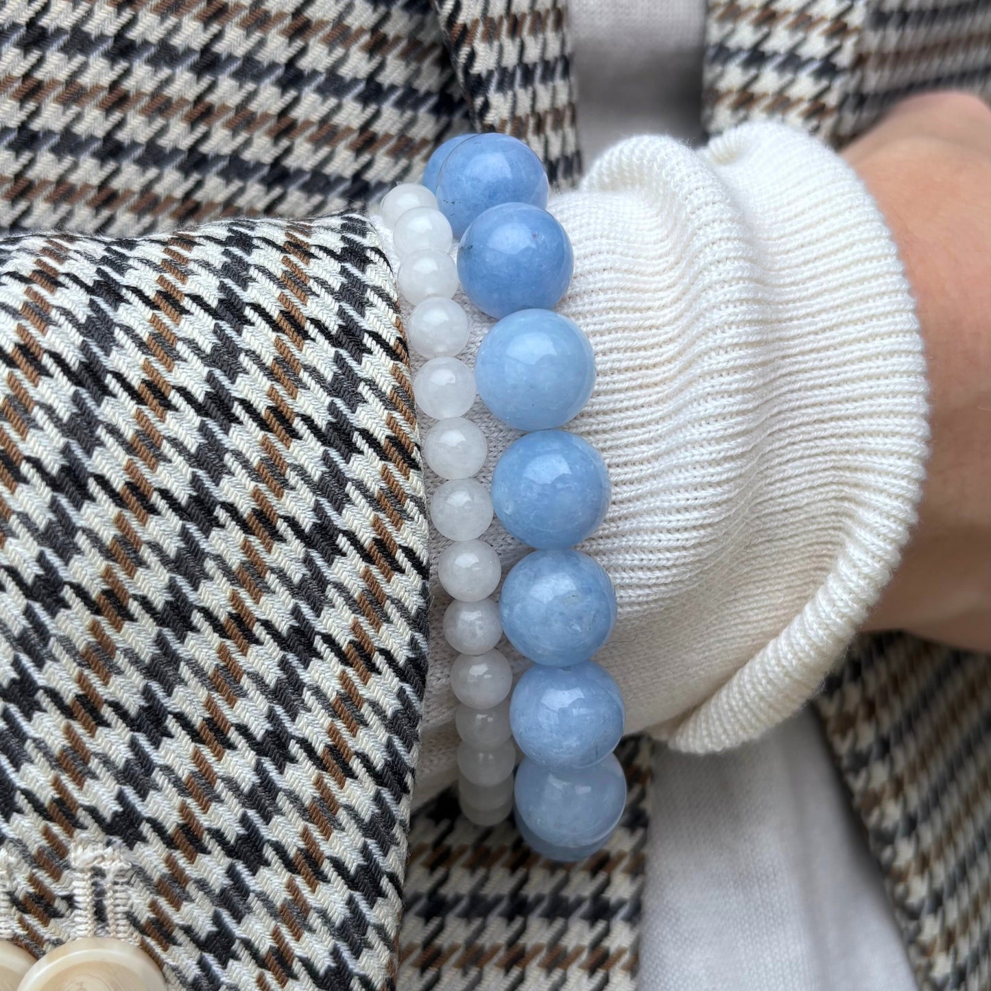 Chunky Aquamarin - Krystal armbånd - 12 mm