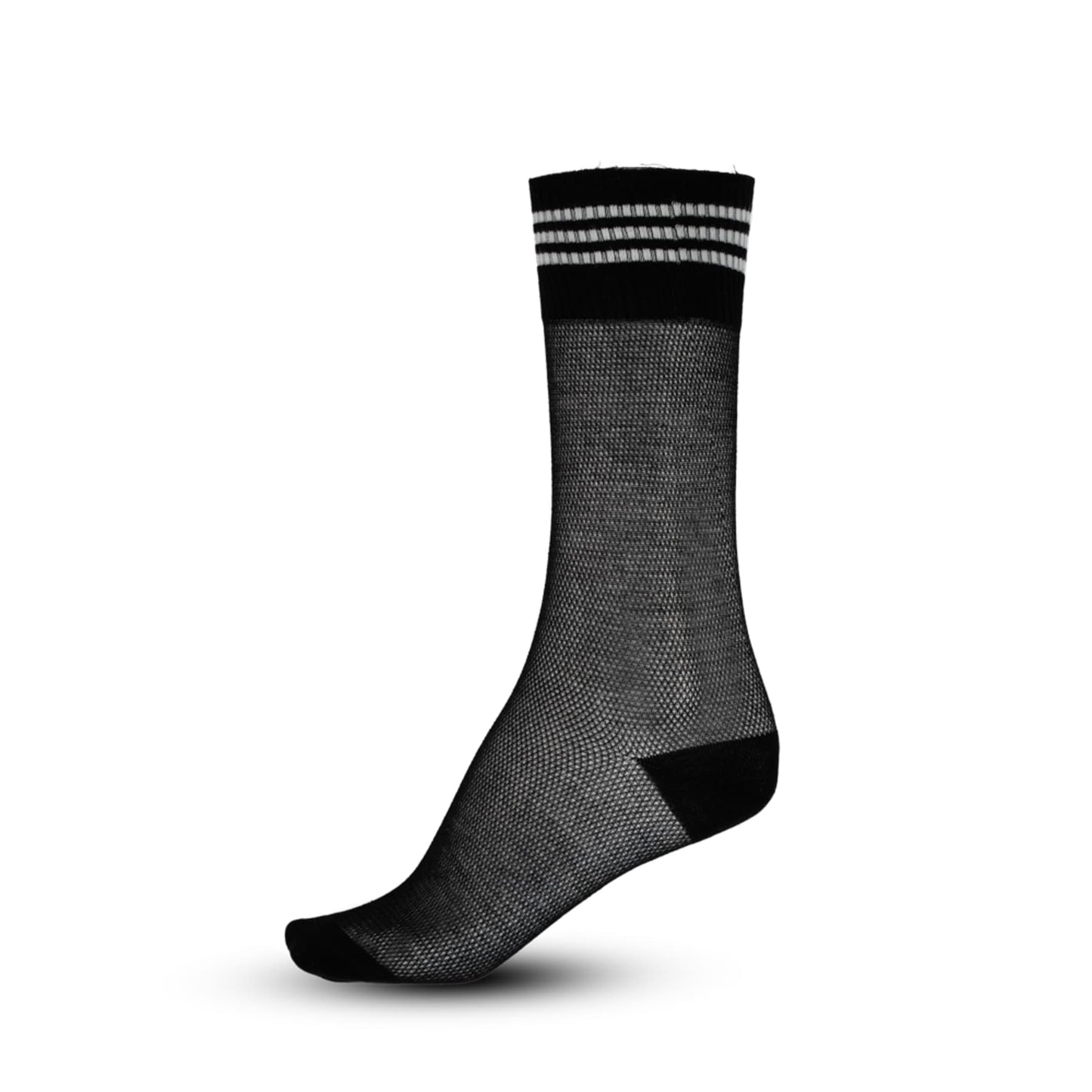 Strømper (Black with 3 white stripes) str. 37-41