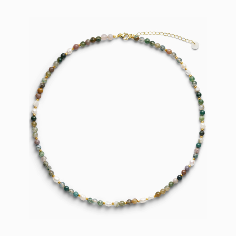 Ellie Indian Agate Perlehalskæde