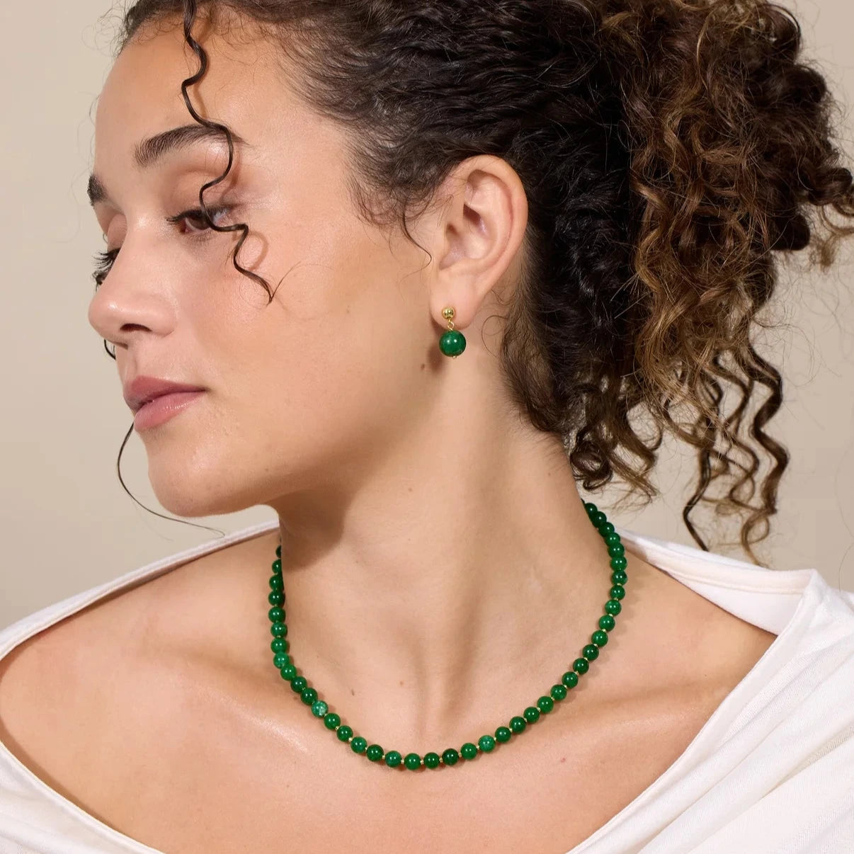 Grøn Jade - Krystal halskæde