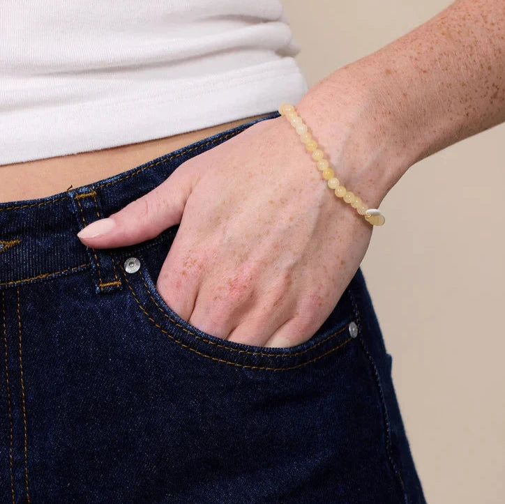 Gul Jade - Krystal armbånd - 4 mm