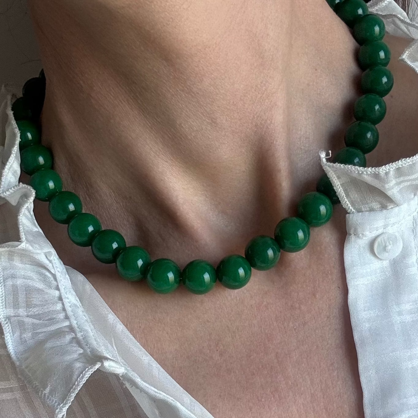 Faro Grøn Jade - Krystal halskæde