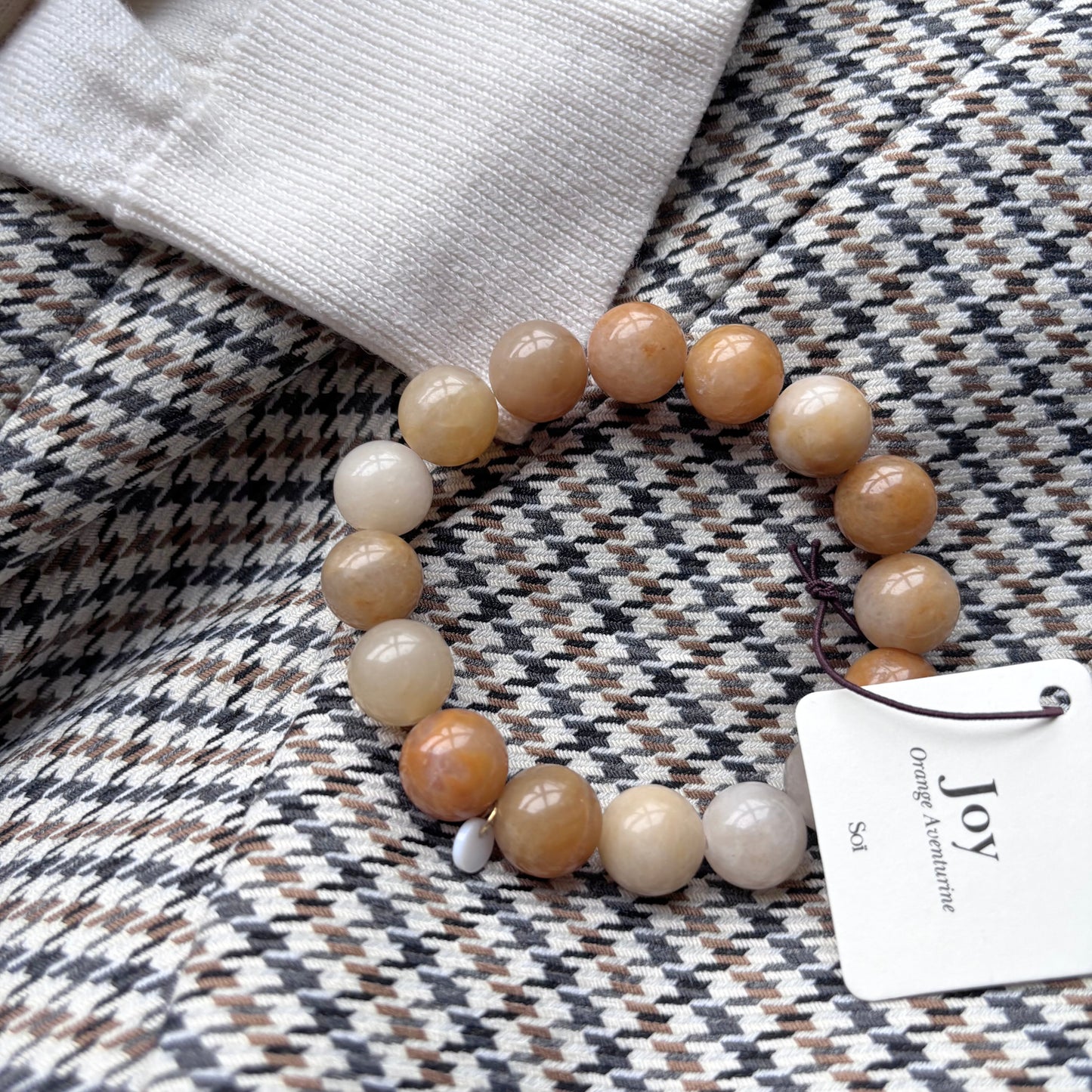Chunky Orange Aventurin - Krystal armbånd - 12 mm