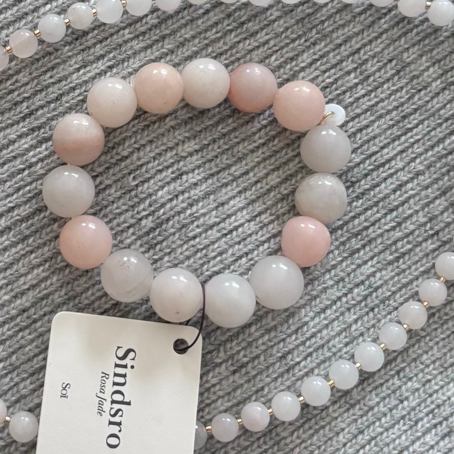 Chunky Rosa Jade - Krystal armbånd - 12 mm