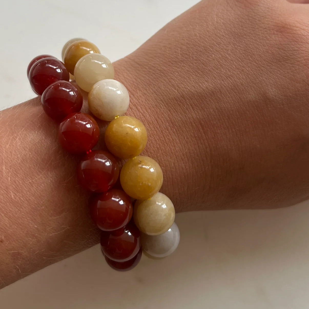 Chunky Rød Jade - Krystal armbånd - 12 mm
