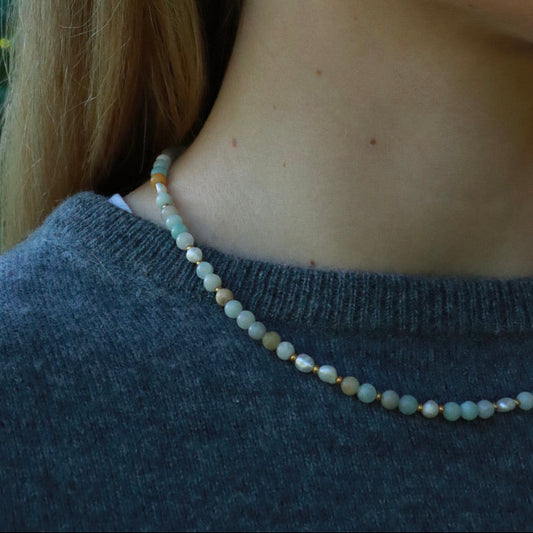 Ellie Amazonit Perlehalskæde