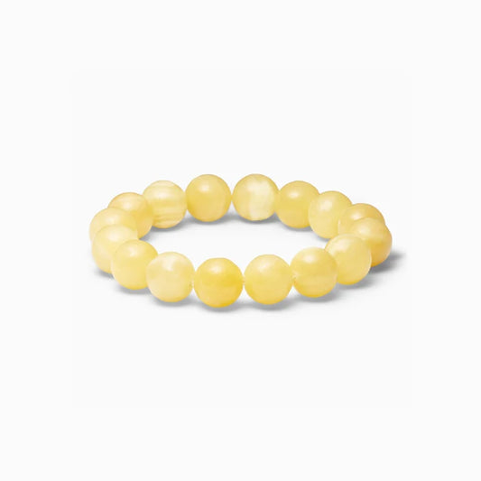 Chunky Gul Jade - Krystal armbånd - 12 mm