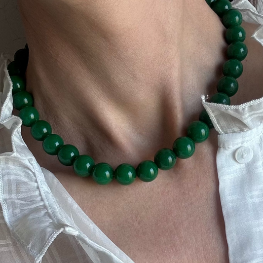Faro Grøn Jade - Krystal halskæde