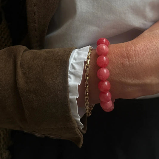 Chunky Redstone Quartz - Krystal armbånd - 12 mm