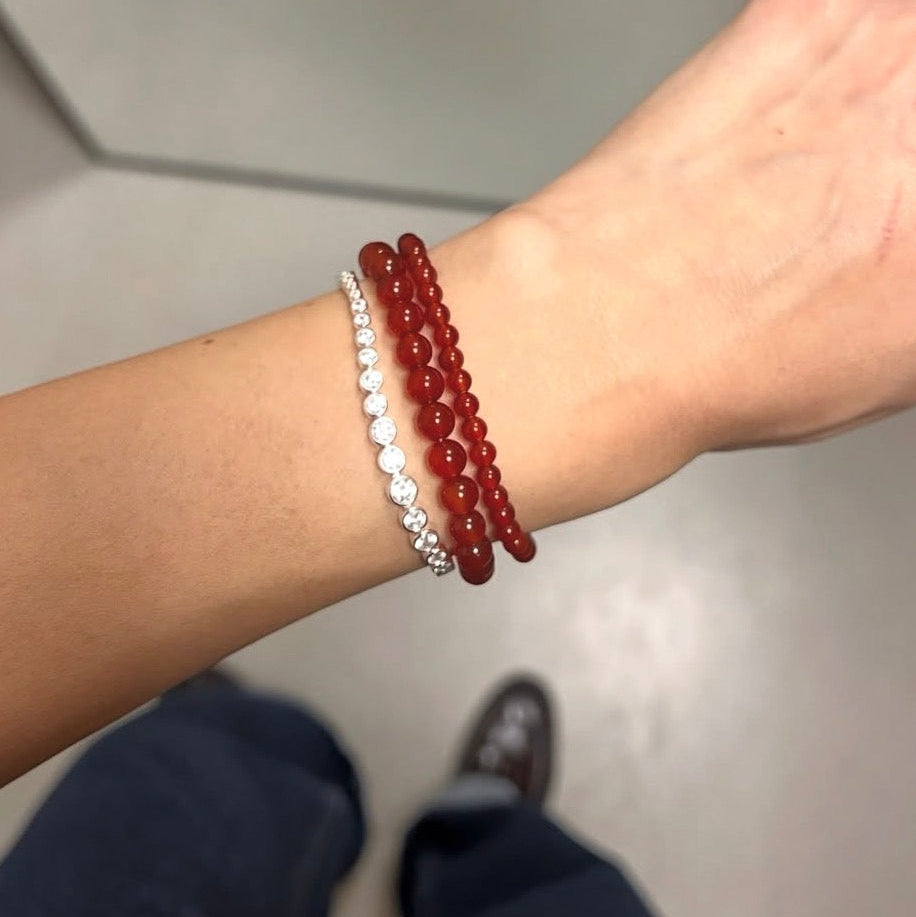 Petite Rød Jade Stretch Armbånd - 4 mm