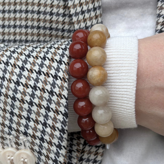 Chunky Rød Jade - Krystal armbånd - 12 mm