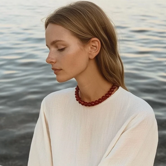 Faro Rød Jade - Krystal halskæde